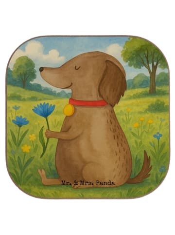 Mr. & Mrs. Panda Tischuntersetzer Hund Blume Design ohne Spruch in Weiß