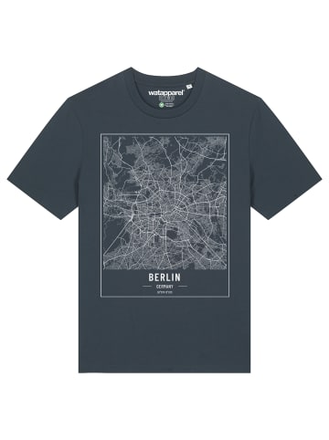 wat? Apparel T-Shirt City maps Berlin Landkarte in India Ink Grey