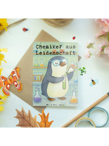 Mr. & Mrs. Panda Klappkarte Chemiker Leidenschaft Design mit Spruch in Weiß