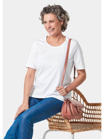 GOLDNER Basic Baumwollshirt mit kurzem Arm in weiß