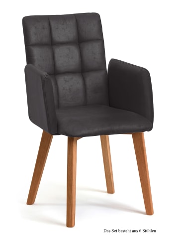 58 aufm Kessel ARMLEHNSTUHL (6er-Set) Dareia 52x91x60 Eiche geölt/Anthrazit