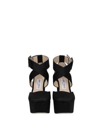 Jimmy Choo Schwarz Satin Plateau Sandalen