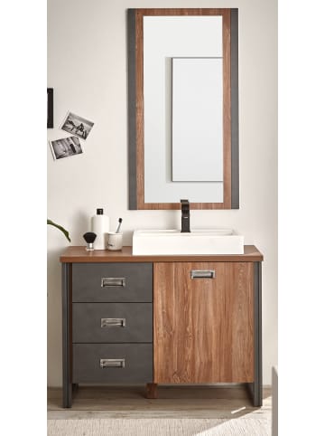 Furn.Design Badmöbel-Set 3-teilig Eiche, Matera grau, Badkombination mit Waschbecken