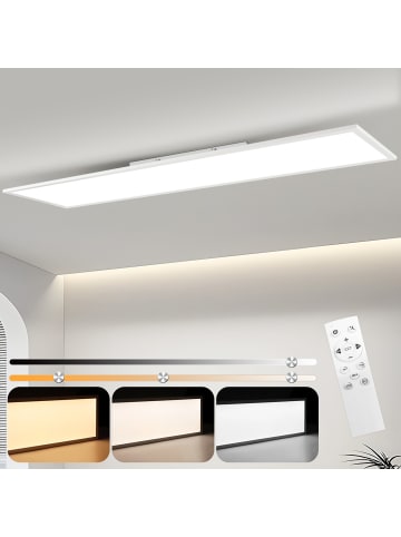 ZMH Deckenlampe LED in weiß L 120cm Lang flach Dimmbar 40W Moderne Küchenlampe