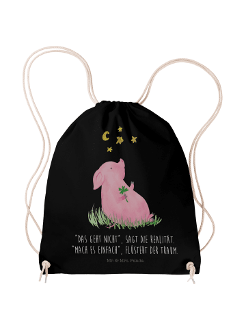 Mr. & Mrs. Panda wander rucksack Schwein Glück mit Spruch in Schwarz