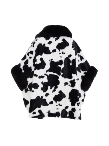Usha Women Poncho in Schwarz Wollweiss