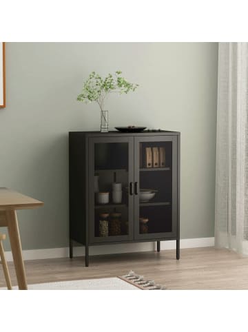 en.casa Sideboard Falköping in Schwarz (B)80cm (H)101.5cm (T)40cm (G)21kg