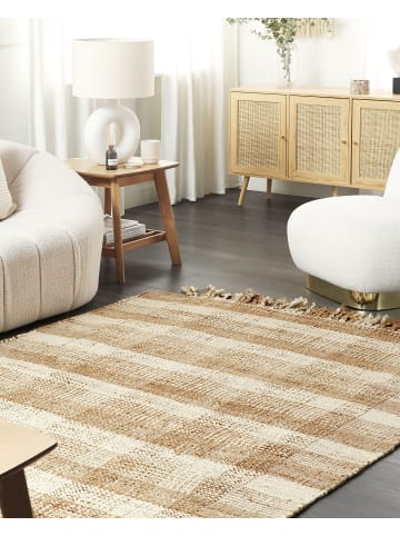Beliani Geflochtener Teppich BERISSA in Beige - (W) 160 x (H) 1.5 x (L) 230 cm
