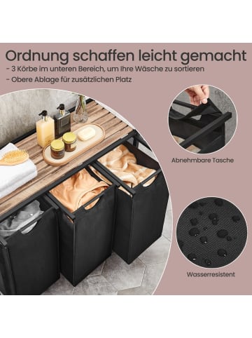 VASAGLE Wäschesortierer in Kamelbraun-Schwarz - (B)33 x (H)72 x (T)92.5 cm