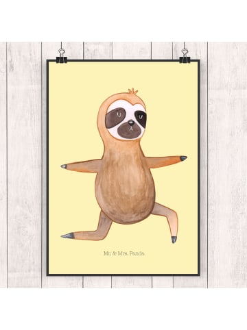 Mr. & Mrs. Panda Bild Faultier Yoga ohne Spruch in Gelb Pastell