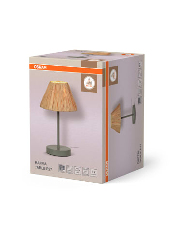 Osram Tischleuchte Decor Raffia grün-braun, E27, 200 mm