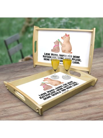 Mr. & Mrs. Panda Servierplatte Holz Bär Kind mit Spruch in Weiß