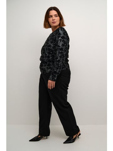 KAFFE curve Langarm-Bluse KCbrit in Black/dark silver sequin