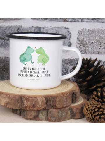 Mr. & Mrs. Panda XL Emaille Tasse Frosch Liebe mit Spruch in Weiß