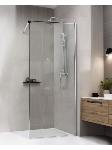 Beliani Duschwand WASPAM in Transparent/Silber - (W) 80 x (H) 190 x (L) 80 cm