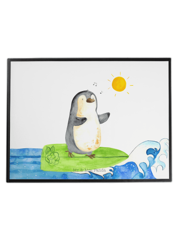Mr. & Mrs. Panda Schreibtischunterlage Pinguin Surfer ohne Spruch in Weiß