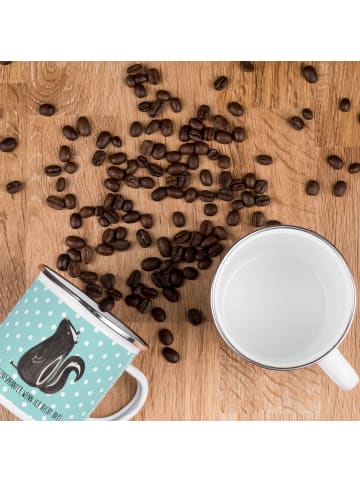 Mr. & Mrs. Panda becher emaille Stinktier Sitzen mit Spruch in Türkis Pastell