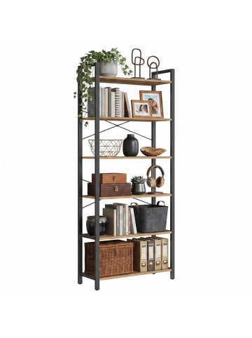VASAGLE Bücherregal Barnet in dunkelwalnussfarben - (B)78 x (H)185.5 x (T)30 cm