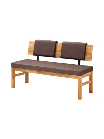 58 aufm Kessel SITZBANK mit Lehne Danny 130x55x84 Massivholz Wildeiche geölt/Braun