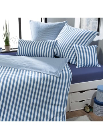 Erwin Müller Mako-Single-Jersey Wendebettwäsche in blau-weiß