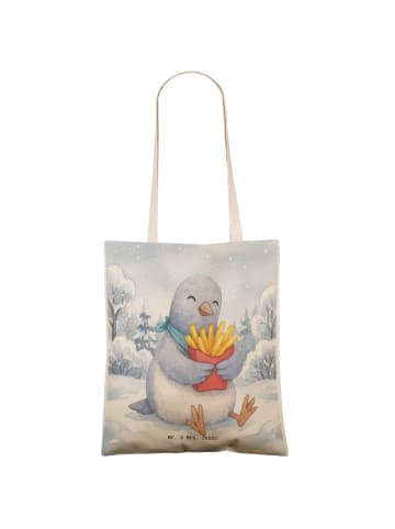 Mr. & Mrs. Panda Stofftragetasche Taube Winter Pommes Design ohn... in Weiß