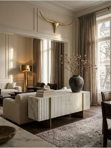 KADIMA DESIGN Bull Geweih, stilvolle Wanddekoration aus Aluminium, elegantes Zuhause in Gold