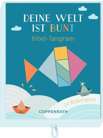 Coppenrath Schachtelspiel - Deine Welt ist bunt | Bibel-Tangram 24 Bilderrätsel