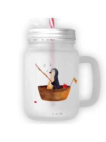 Mr. & Mrs. Panda Einmachglas Pinguin Angelboot ohne Spruch in Transparent