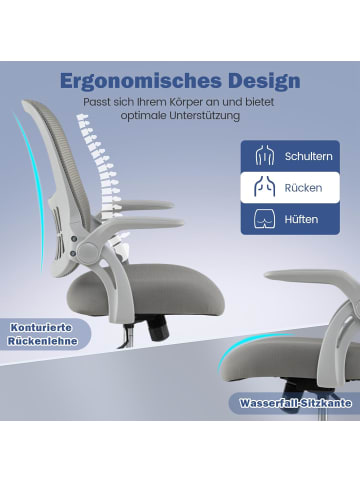 COSTWAY Bürostuhl Ergonomisch mit Wippfunktion in Grau