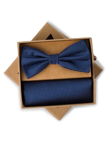 Finshley & Harding London Fliege und Einstecktuch in indigo - 0001