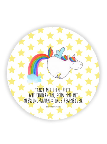 Mr. & Mrs. Panda Rund Magnet Einhorn Fliegendes Pferd mit Spruch in Weiß