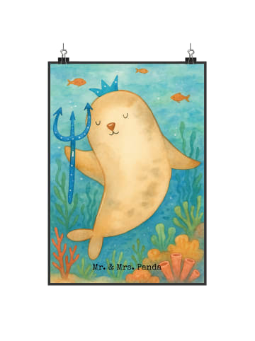 Mr. & Mrs. Panda Poster Sternzeichen Wassermann Design ohne Spruch in Weiß
