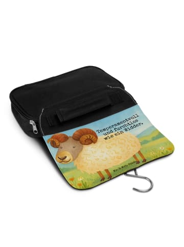 Mr. & Mrs. Panda Waschtasche Sternzeichen Widder Design mit Spruch in Weiß