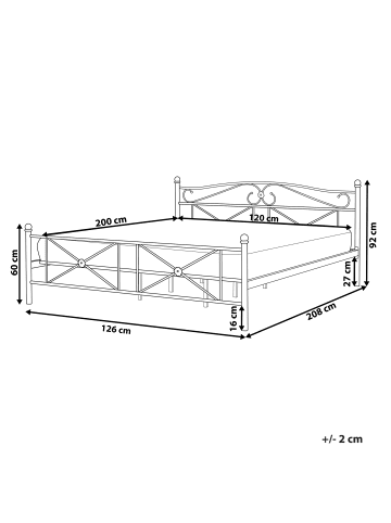Beliani Doppelbett RODEZ in Schwarz - (W) 126 x (H) 92 x (L) 208 cm