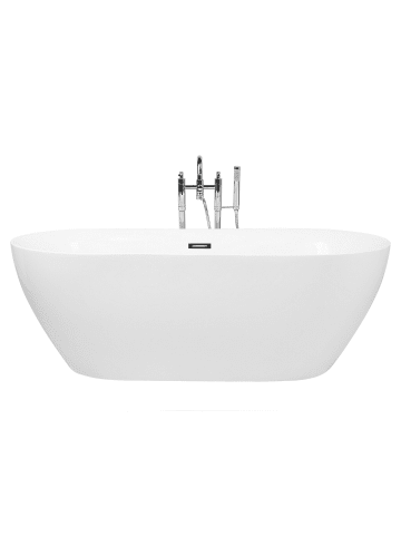 Beliani Freistehende Badewannen CARRERA in Weiß/Silber - (W) 75 x (H) 58 x (L) 160 cm