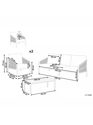 Beliani 4-tlg Sitzgruppe MURATO in Beige
