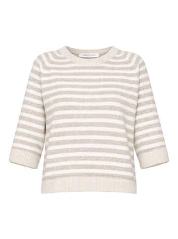 SASSYCLASSY Gestreiftes Strickoberteil in Taupe