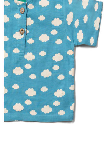 Little Green Radicals Kurzärmeliges Henley-Top in Blau mit lockerer Passform