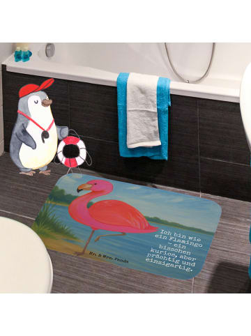 Mr. & Mrs. Panda Duschmatte Flamingo Classic Design mit Spruch in Weiß