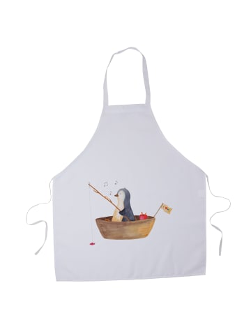 Mr. & Mrs. Panda Kochschürze Pinguin Angelboot ohne Spruch in Weiß