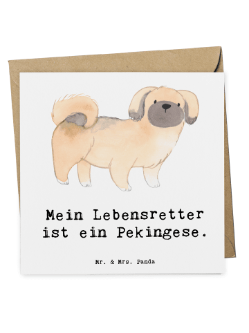 Mr. & Mrs. Panda Grußkarte Pekingese Lebensretter mit Spruch in Weiß