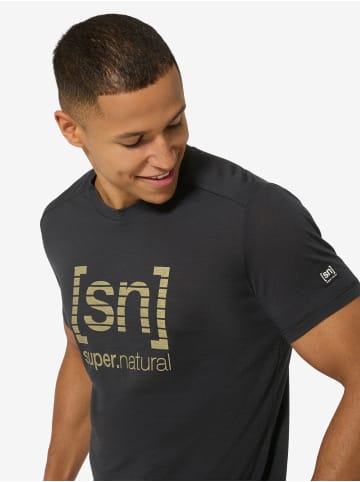 super.natural Merino T-Shirt GRID LOGO in schwarz