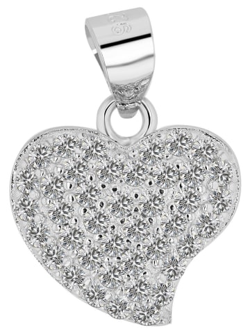 Adeliás Damen Anhänger Herz aus 925 Silber mit Zirkonia in silber
