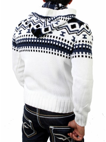 RESLAD Strickpullover Norweger in weiß