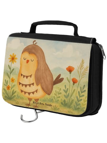 Mr. & Mrs. Panda Schminktasche Eule Zufrieden Design ohne Spruch in Weiß