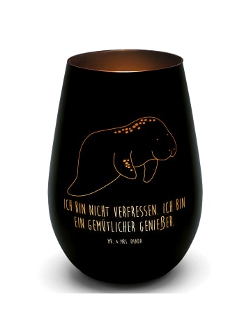 Mr. & Mrs. Panda Teelichthalter Seekuh Chillen mit Spruch in Schwarz