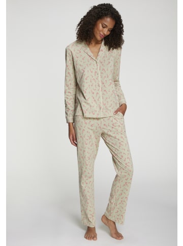 LASCANA Pyjama in grün-gemustert
