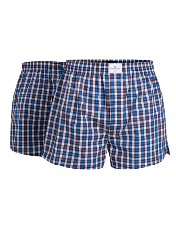 Tom Tailor Web-Boxershorts 2er Pack in Blau/Weiß