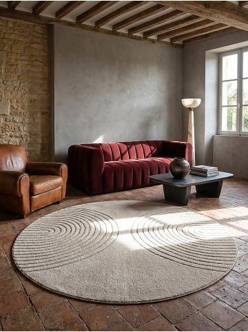 KADIMA DESIGN Rundteppich Geometrisch pflegeleicht Wohnzimmer Schlafzimmer Flur in Beige