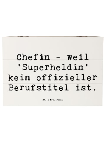 Mr. & Mrs. Panda Box Spruch Chefin Superheldin mit Spruch in Weiß